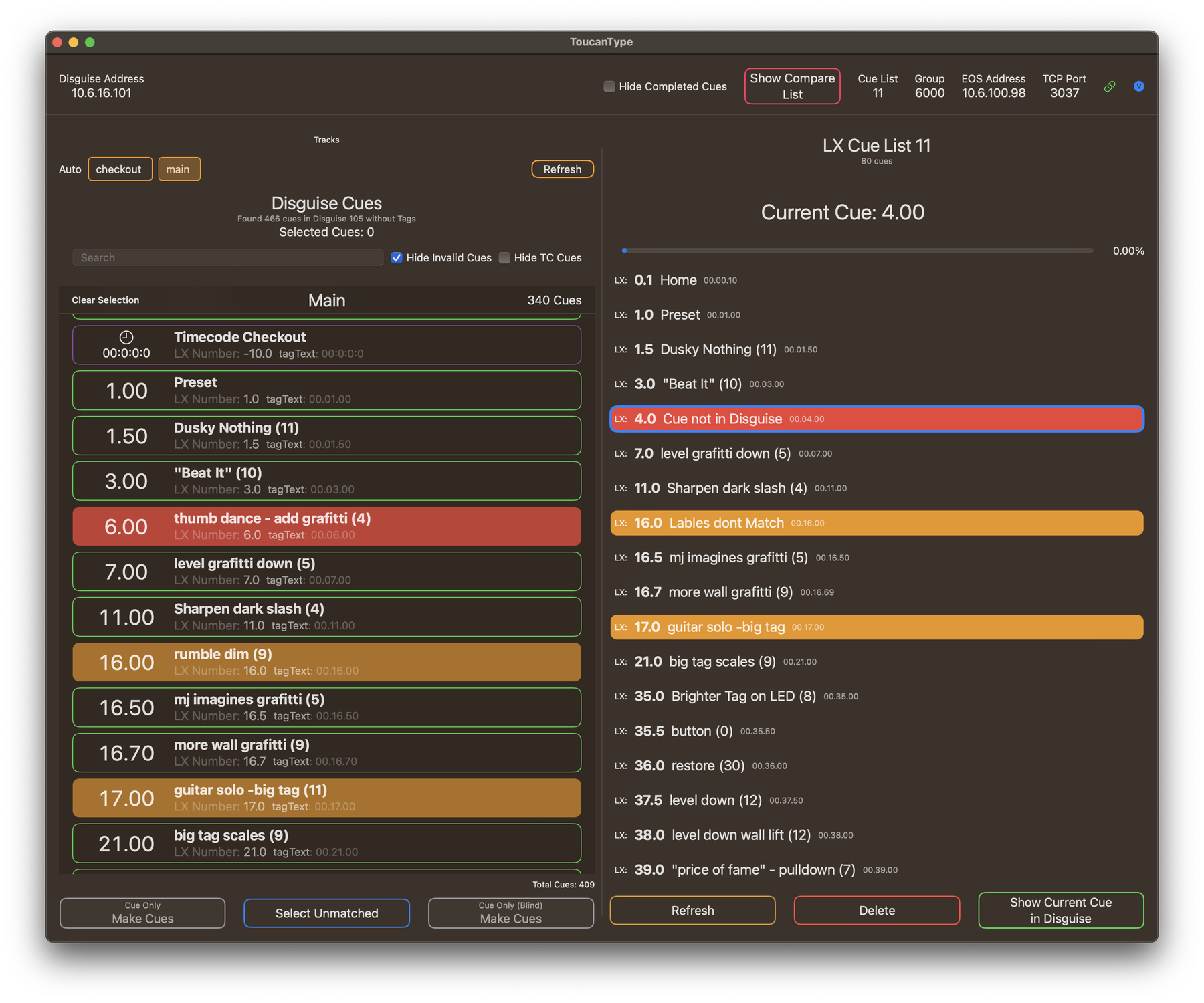 Make and update cues